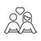 Sexual health, couple in love characters line icon