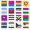 Sexual Identity, Gender and LGBT Pride Flags Set. Vector