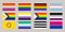 Sexual identity pride flags set, LGBT symbols. Flag gender sexe gay, transgender, bisexual, lesbian and others