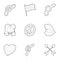 Sexual minorities icons set, outline style