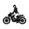 Sexy Girl and Vintage Motorcycle - Chopper, Classic Bike, Clipart, Vector Silhouette