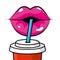 Sexy lips drinking soda vector illustration