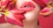 Sexy mouth. Sensual woman lips close up. Tender and seductive. Intimate fantasy. Cosmetic lipgloss. Macro lip. Sexual