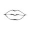 Sexy plump lips kiss isolated line art, Hand drawn illustration, Vector sketch