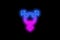 Sexy symbol in the form of a 3D image in a pink-blue glow on a black background.