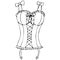 Sexy underwear for woman - negligee, peignoir, vector elements in doodle style with black outline