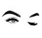 Sexy winking luxurious eye with perfectly shaped eyebrows and full lashes. Idea for business visit card, typography vector. Perfec