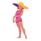 Sexy woman beach hat icon, cartoon style