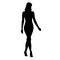 Sexy woman with long hair walking forward, isolated vector silhouette. Fashion model, catwalk