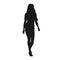 Sexy woman walking forward, isolated vector silhouette. Fashion model, catwalk