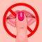 Sexy women`s lips with finger. sign shh.Attractive female mouth for print. stop signal