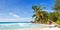 Seychelles Anse Georgette beach Praslin island palm panoramic view vacation paradise ocean sea