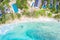 Seychelles beach Mahe island luxury vacation swimming pool sea symbolic photo drone view aerial photo