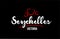 Seychelles country on black background with red love heart and its capital Victoria