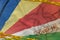 Seychelles flag and Covid-19 biohazard symbol with quarantine orange tape and stamp. Coronavirus or 2019-nCov virus concept