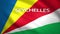 Seychelles flag with the name of the country