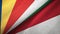 Seychelles and Indonesia two flags textile cloth, fabric texture