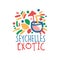 Seychelles island logo template original design, exotic summer holiday badge, label for a travel agency, element for