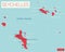 Seychelles islands detailed editable map