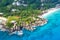 Seychelles landscape luxury villa beach MahÃ© Mahe vacation ocean aerial photo view