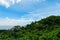 Seychelles landscape from the Mountain. Green trees and Indian O