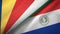 Seychelles and Paraguay two flags textile cloth, fabric texture