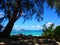Seychelles, Praslin Island, Grand Anse beach, view of the Cousin Cousine Islands