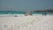 Seychelles. Praslin Island. Group of African American girls having a rest on the beach of an exotic island in the Indian