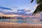 Seychelles tropical beach at sunset