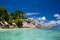 Seychelles, typical rocks and tropical view of an island