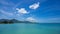 The Seychelles. View of the ocean from the island Mahe. Wind turbines