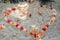 Seychelles, wedding ceremony, heart lined on sand of flowers