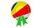 Seychelloise flag painted on the award ribbon rosette. 3D rendering