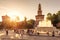 Sforza Castel at sunset in Milan, Italy