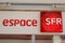 SFR espace red logo brand shop french phone operator sign text on facade store