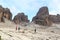 Sfulmini glacier, mountain alps panorama and bell of alpine hut Refugio Alimonta in Brenta Dolomites, Italy