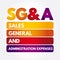 SG&A - Sales, General and Administration expenses acronym, business concept background