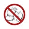 Sgn with a drawing of an apple with a hatching in the prohibition sign. Ban on fruit. Do not eat in this place