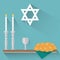 Shabbat candles, kiddush cup and challah.