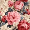 Shabby chic pink rose bouquet pattern.