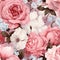 Shabby chic pink rose bouquet pattern.