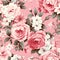 Shabby chic pink rose bouquet pattern.