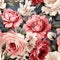 Shabby chic pink rose bouquet pattern.