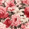 Shabby chic pink rose bouquet pattern.