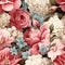 Shabby chic pink rose bouquet pattern.