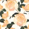 Shabby chic rose pattern. Scrap booking floral seamless yellow flowers on light background.