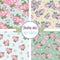 Shabby Chic Rose Patterns. Set seamless pattern.