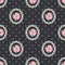 Shabby chic rose seamless pattern on black polka dot background
