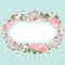 Shabby chic rose seamless pattern on polka dot background