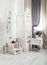 Shabby chic white room interior, wedding decor